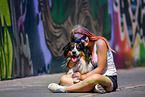woman with Australian Shepherd