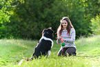 woman with Australian Shepherd