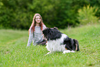 woman with Australian Shepherd