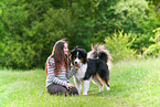 woman with Australian Shepherd