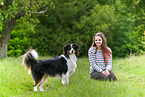 woman with Australian Shepherd