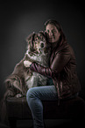 woman wirh Australian Shepherd