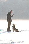 man and beagle