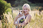 woman with young Beagle