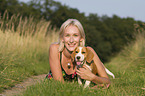 woman with young Beagle