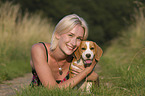 woman with young Beagle