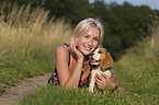 woman with young Beagle