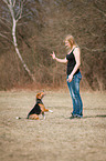 young woman with  Beagle
