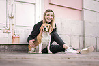 woman and Beagle