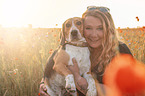 woman and Beagle