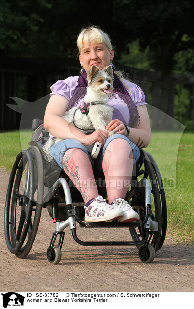 woman and Biewer Yorkshire Terrier / SS-33782
