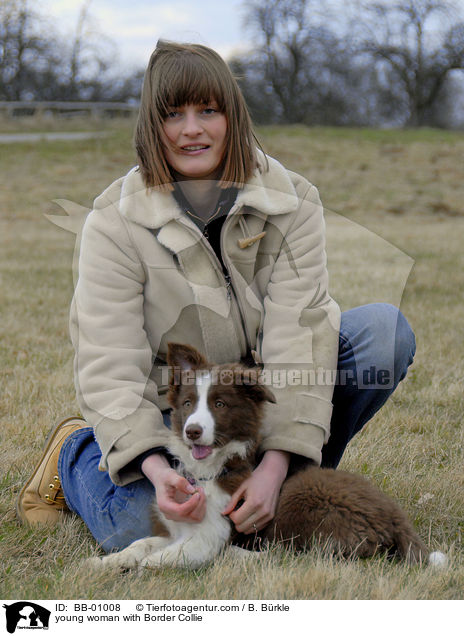 junge Frau mit Border Collie / young woman with Border Collie / BB-01008