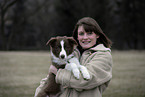 young woman with Border Collie