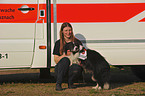 woman and rescue dog