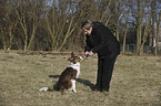 woman and Border Collie