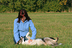woman and Border Collie
