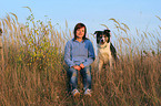 woman and Border Collie