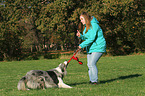 woman and Border Collie