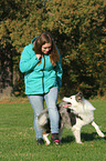 woman and Border Collie