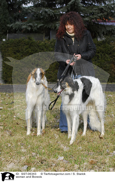 Frau und Barsois / woman and Borzois / SST-06343