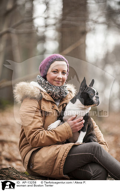 Frau und Boston Terrier / woman and Boston Terrier / AP-13258