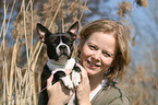 woman with Boston Terrier