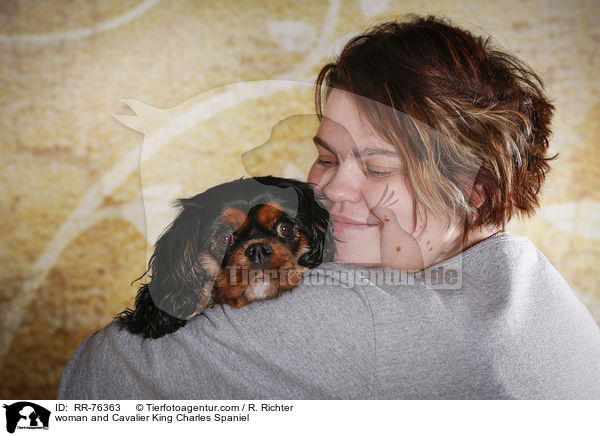 woman and Cavalier King Charles Spaniel / RR-76363