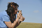 woman and Chihuahua Puppy