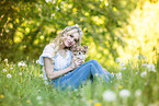 woman and Chihuahua
