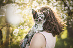woman and Chihuahua