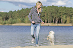 woman with Chinese Crested Powderpuff
