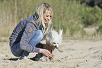 woman with Chinese Crested Powderpuff