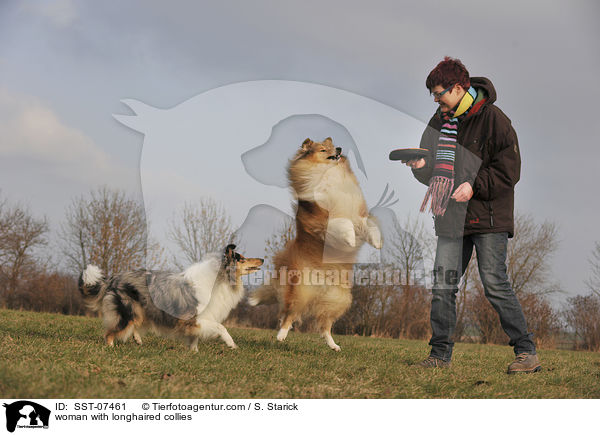 woman with longhaired collies / SST-07461