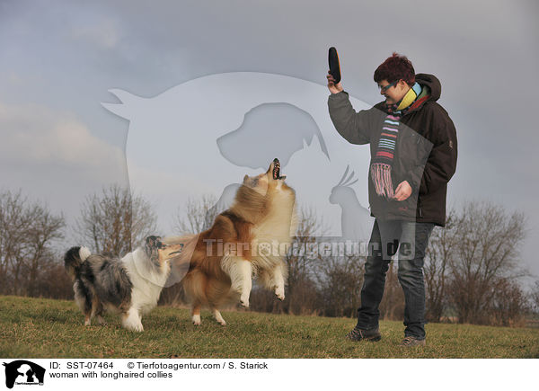 woman with longhaired collies / SST-07464