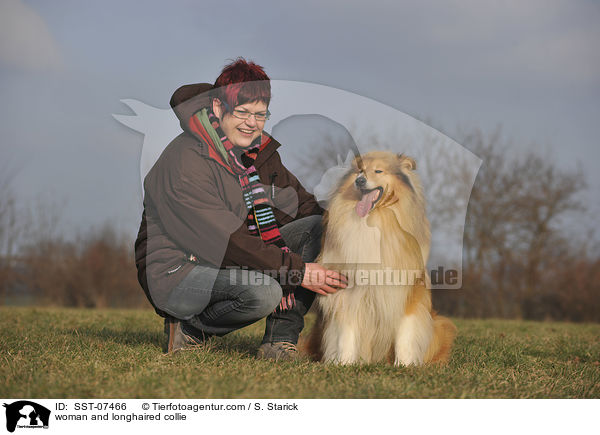 woman and longhaired collie / SST-07466