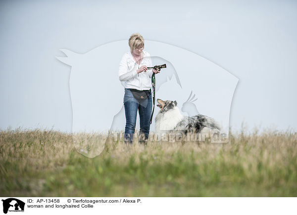 woman and longhaired Collie / AP-13458