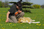 woman and collie