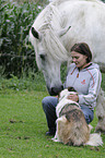 woman, horse and dog