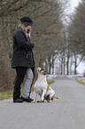 woman and Continental Bulldog