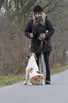 woman and Continental Bulldog