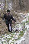 woman and Continental Bulldog