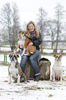 woman with bulldogs