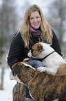 woman with bulldogs