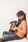 woman and Continental Bulldog