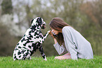 woman with Dalmatian