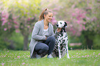 woman and Dalmatian