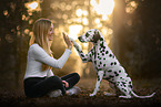 woman and Dalmatian