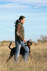 woman with Doberman Pinscher