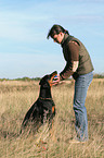 woman with Doberman Pinscher