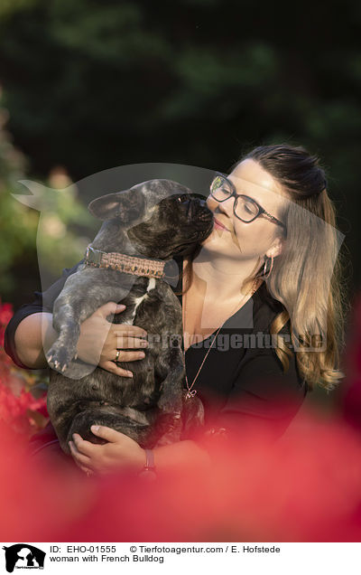 woman with French Bulldog / EHO-01555